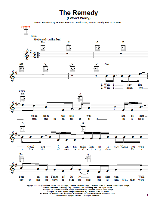 Product gallery: Page 1 of 1 The Remedy (I Won't Worry), Jason Mraz