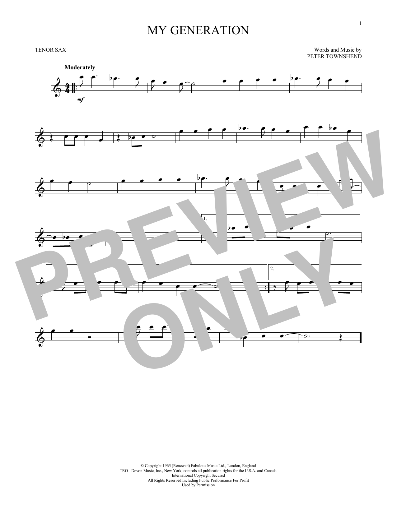 Product gallery: Page 1 of 1 My Generation, The Who