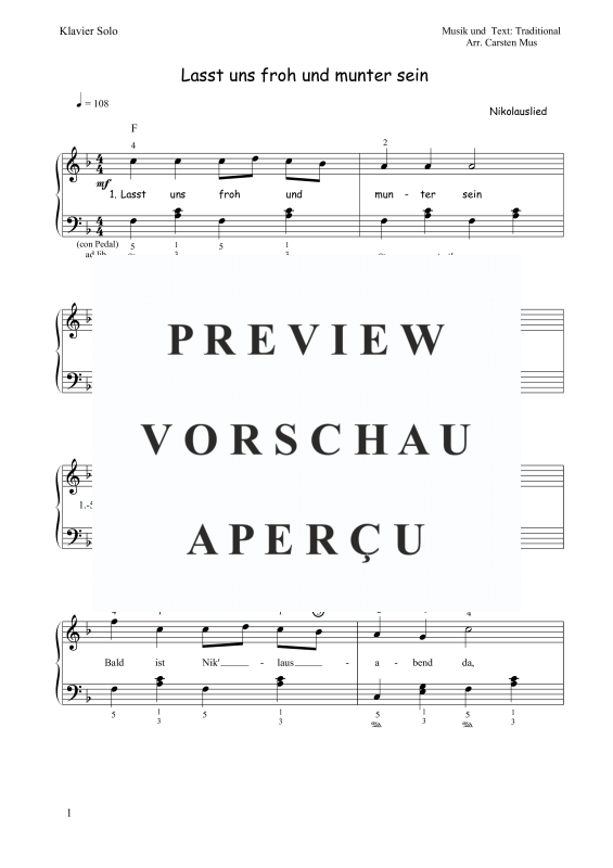 Product gallery: Page 2 of 3 Lasst uns froh und munter sein, , Piano solo