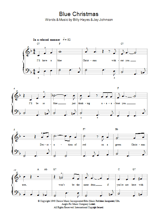 Produktgalerie: Seite 1 von 1 Blue Christmas, Elvis Presley, Klavier