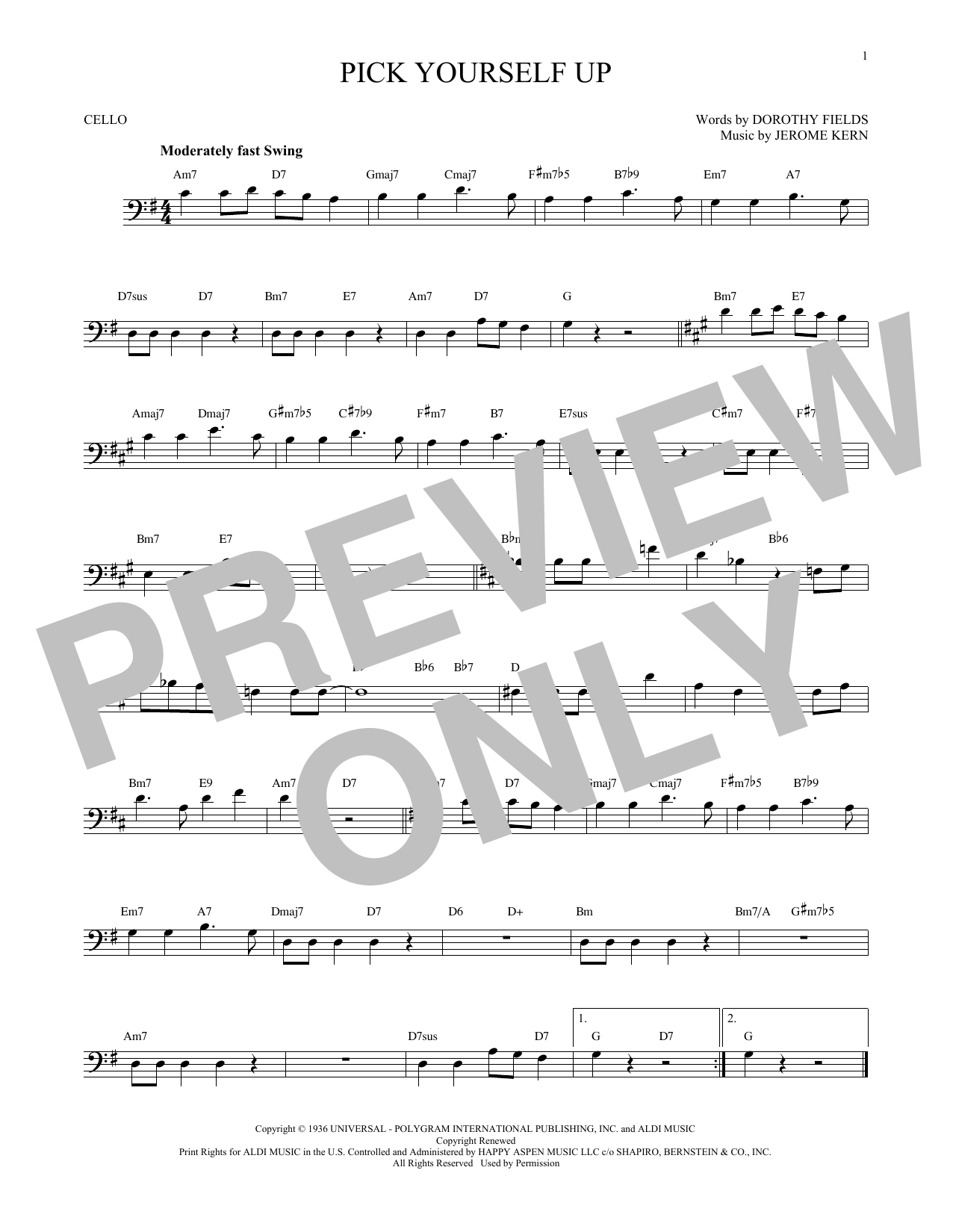 Produktgalerie: Seite 1 von 1 Pick Yourself Up, Jerome Kern, Violoncello