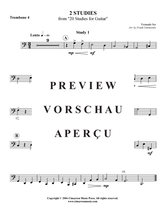 Product gallery: Page 12 of 13 Zwei Studien (1 and 10) , , Trombone Quartet