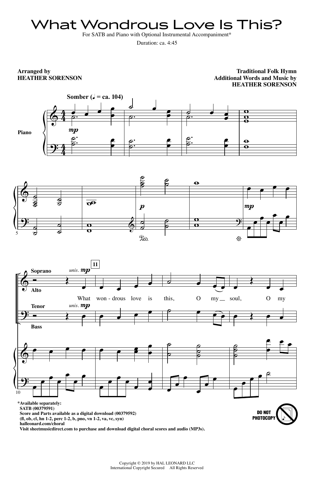 Product picture to: What Wondrous Love Is This? (arr. Heather Sorenson)