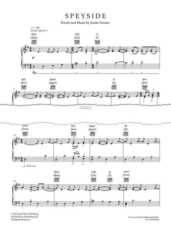Produktgalerie: Seite 1 von 1 Speyside, Bon Iver, Gesang, Gitarre, Klavier