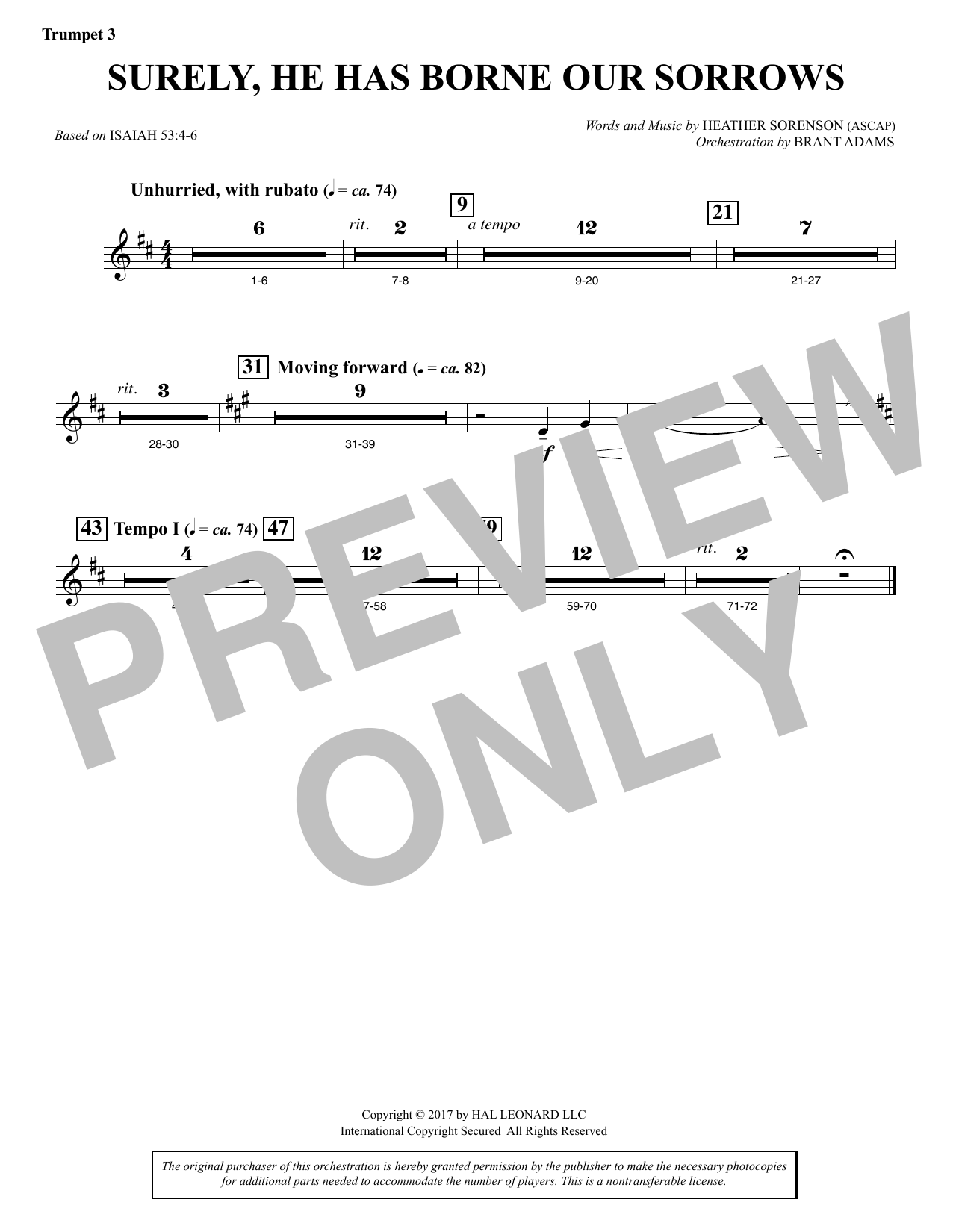 Product picture to: Surely, He Has Borne Our Sorrows - Bb Trumpet 3