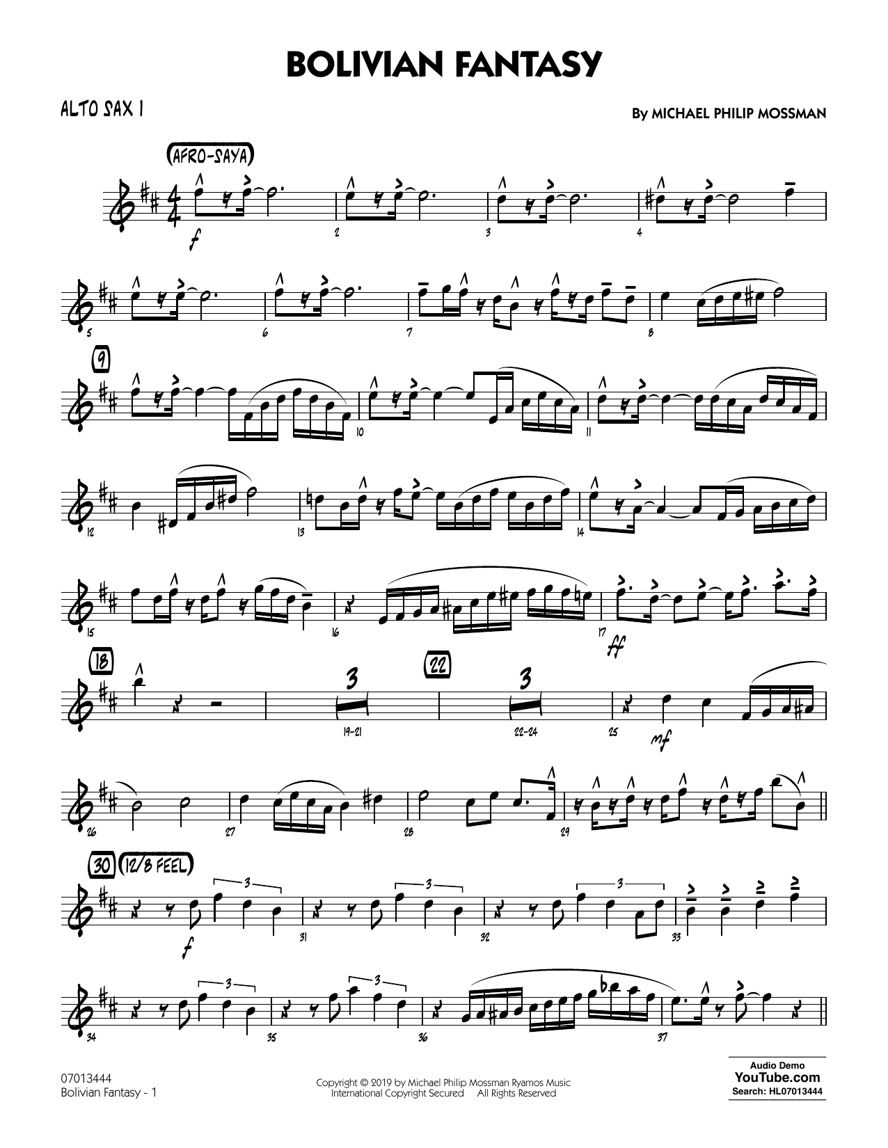 Produktgalerie: Seite 1 von 1 Bolivian Fantasy - Alto Sax 1, Michael Philip Mossman
