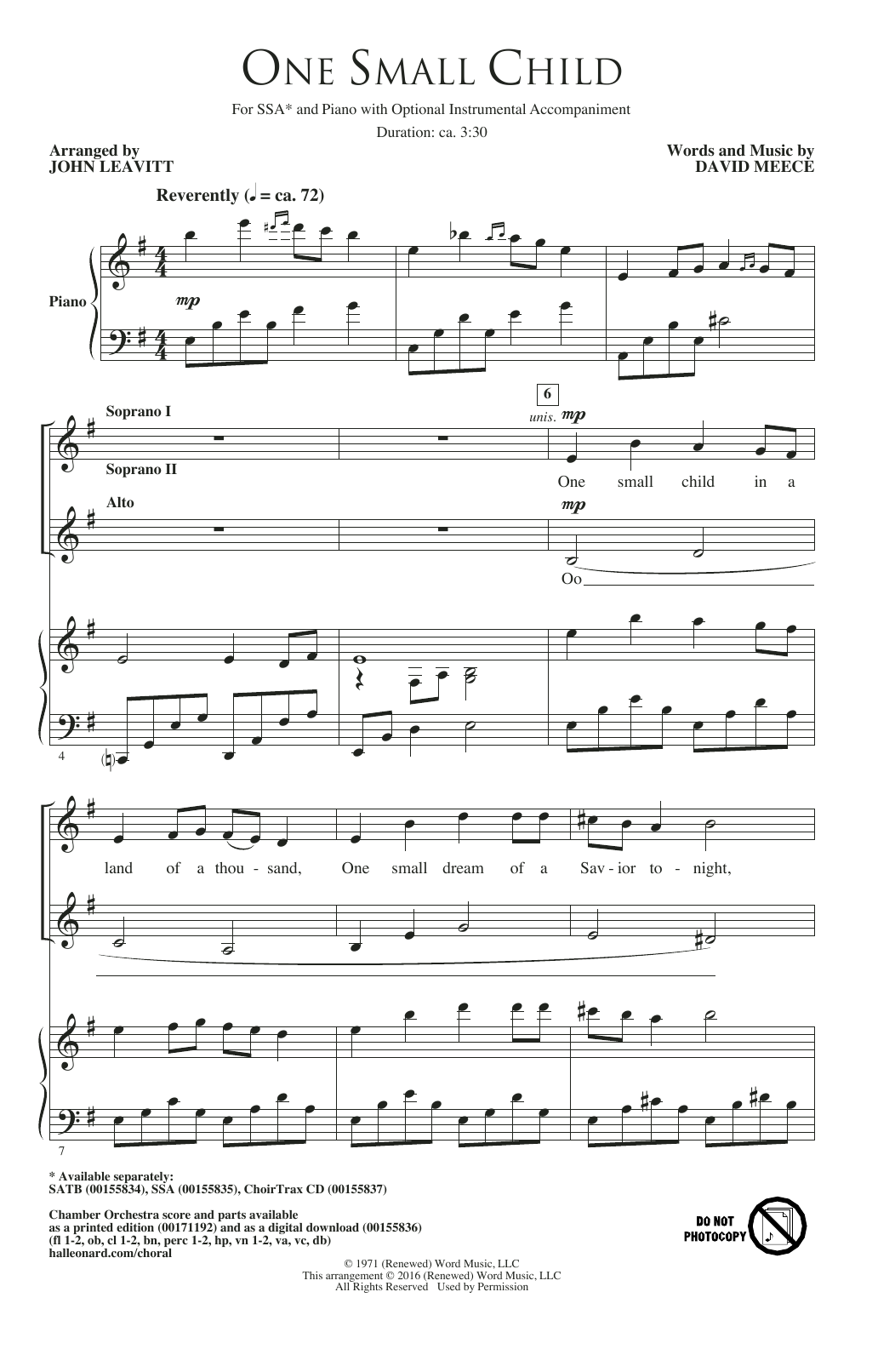 Produktgalerie: Seite 1 von 1 One Small Child, John Leavitt, Chor