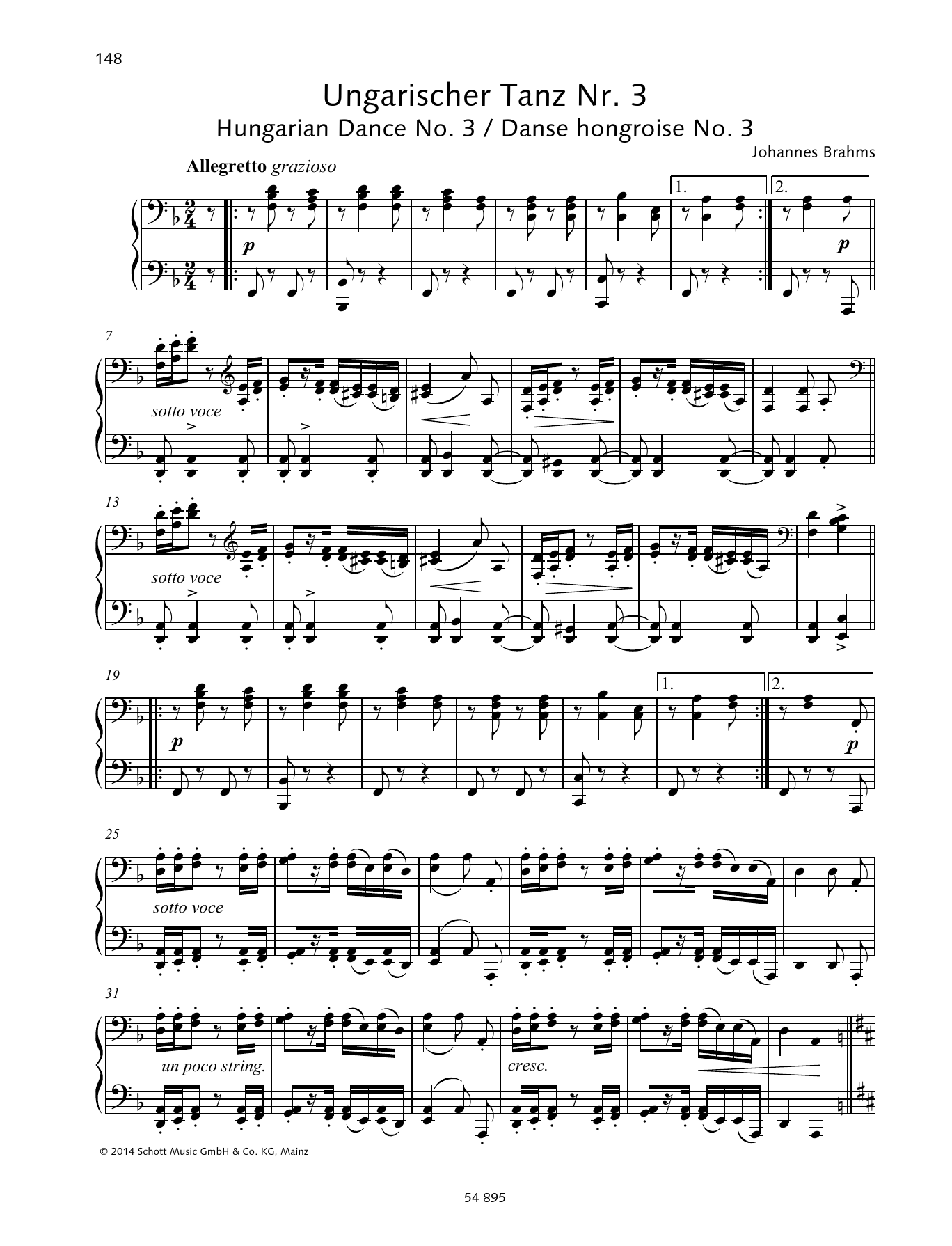 Produktgalerie: Seite 1 von 1 Hungarian Dance No. 3, Johannes Brahms, Klavier