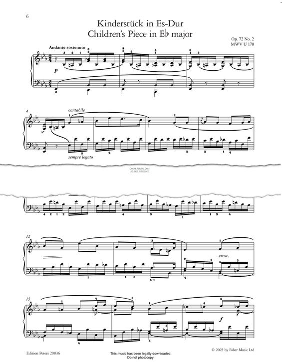 Produktgalerie: Seite 1 von 1 Kinderstücke No.2 Op.72, Felix Mendelssohn, Klavier