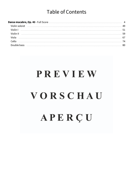 Product gallery: Page 5 of 11 Danse macabre, Op. 40 - For advanced youth and amateur orchestras, , Solo Violin and String Orchestra