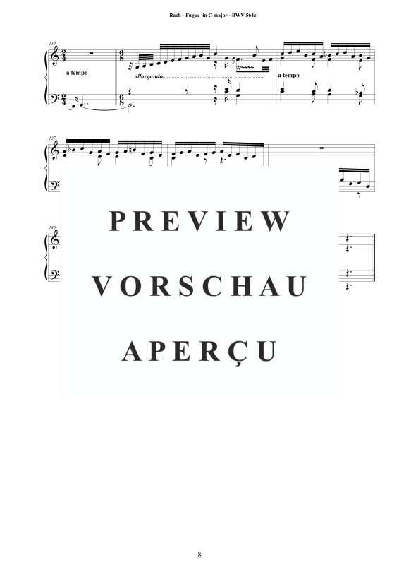 Produktgalerie: Seite 9 von 9 Fuge in C-Dur BWV 564c, , Klavier Solo