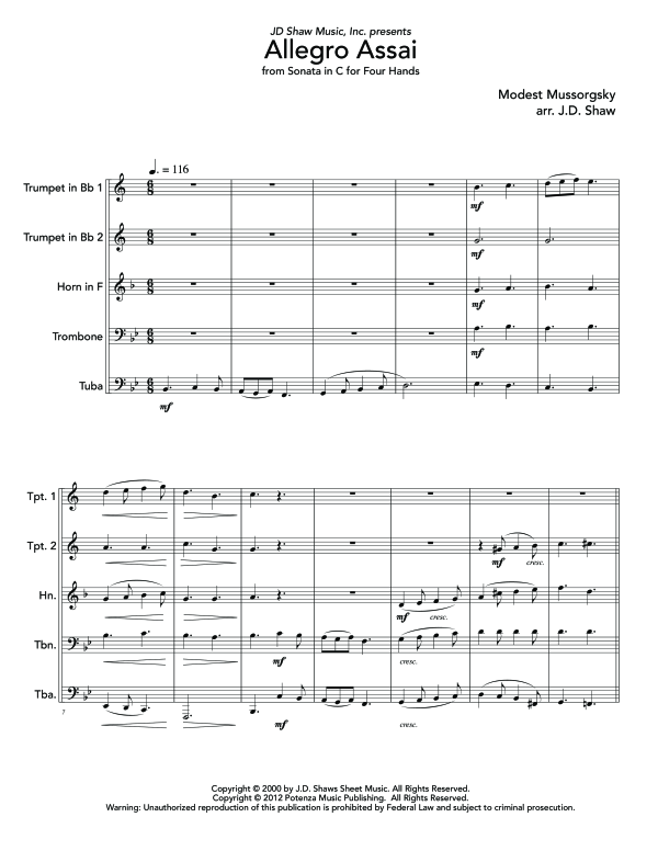 Produktgalerie: Seite 1 von 11 Allegro Assai, , (Blechbläser Quintett)