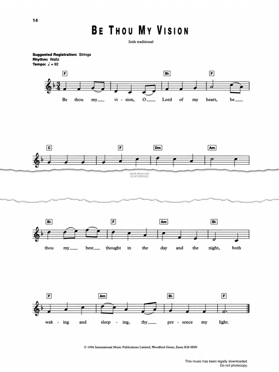 Produktgalerie: Seite 1 von 1 Be Thou My Vision, Irish Traditional, Gesang, Keyboard