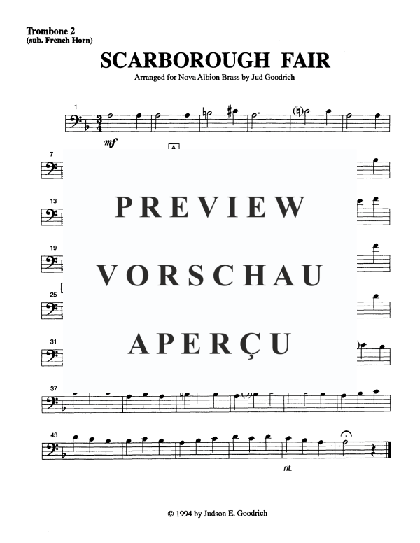 Product gallery: Page 11 of 11 Scarborough Fair, , Brass Quintet
