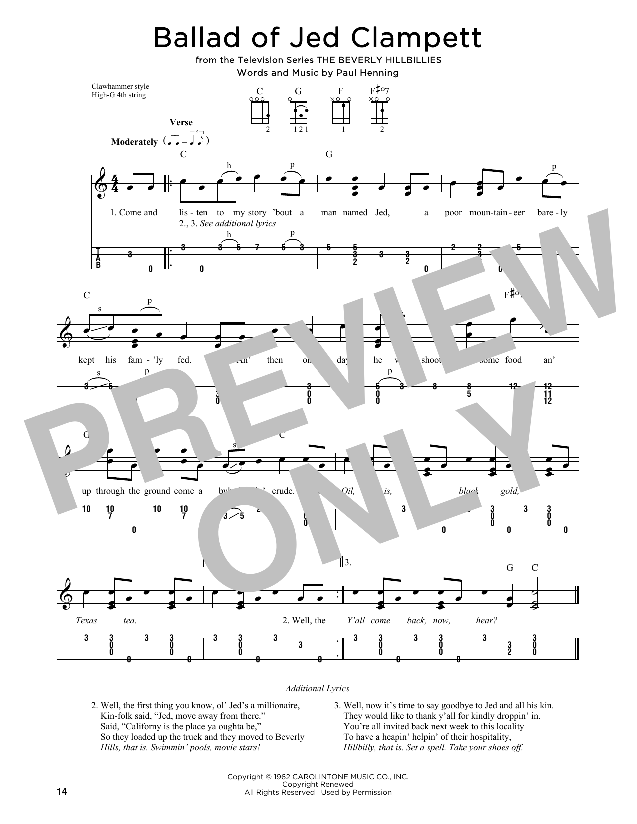 Product gallery: Page 1 of 1 Ballad Of Jed Clampett (from The Beverly Hillbillies) (arr. Jim Schustedt), Lester Flatt & Earl Scruggs