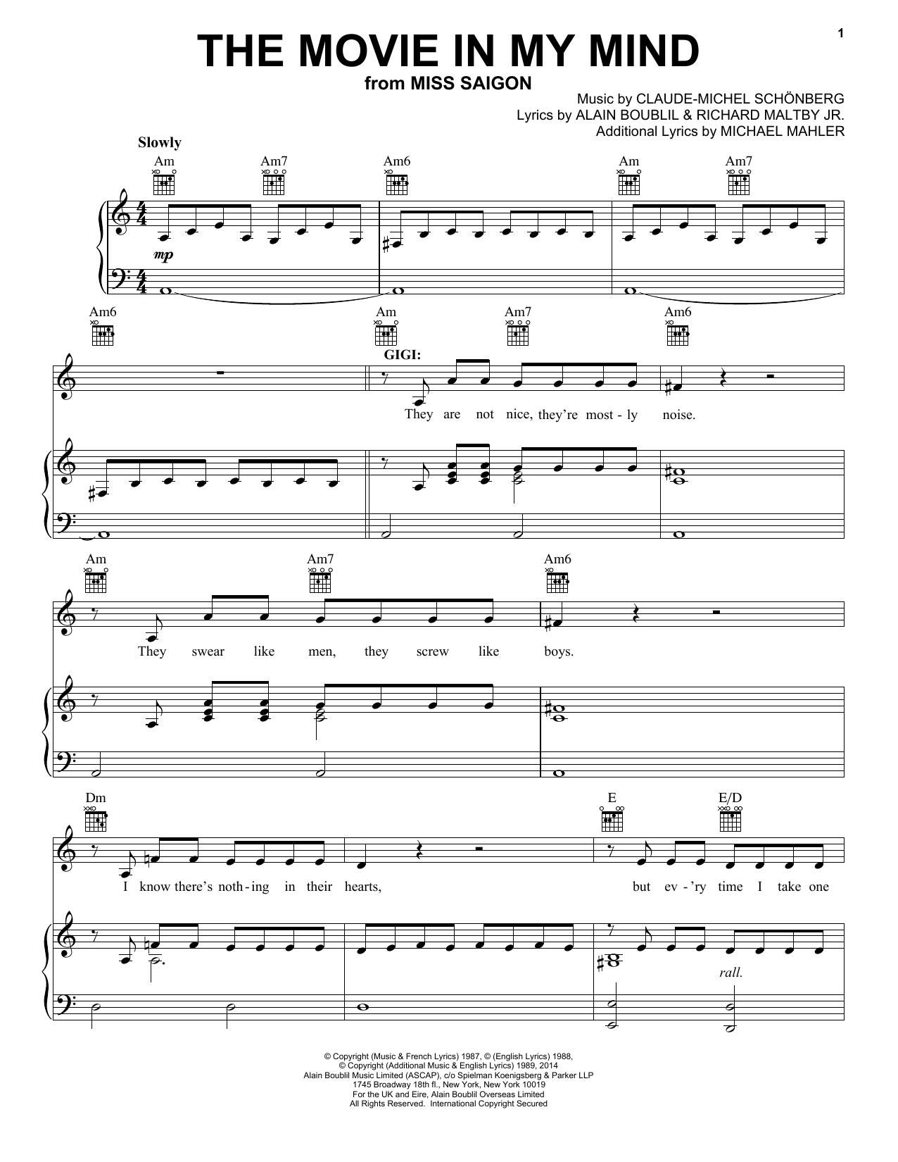 Produktbild zu: The Movie In My Mind (from Miss Saigon)