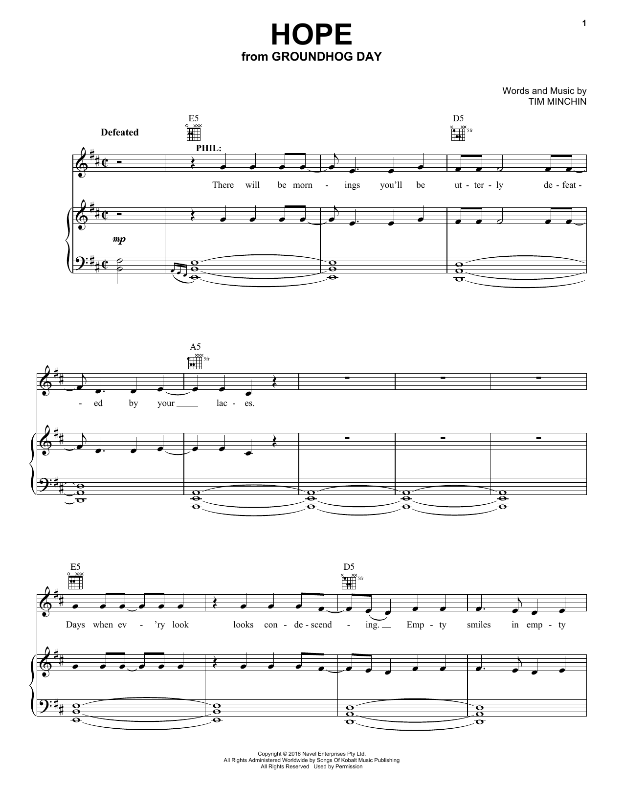 Produktbild zu: Hope (from Groundhog Day The Musical)