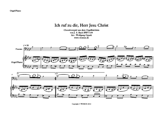 Product picture to: Ich ruf zu dir Herr Jesu Christ Johann Sebastian Bach (arr. WO)
