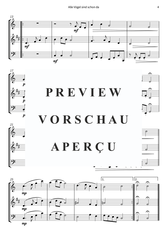 Product gallery: Page 6 of 9 Alle Vögel sind schon da, , (Woodwind Trio)