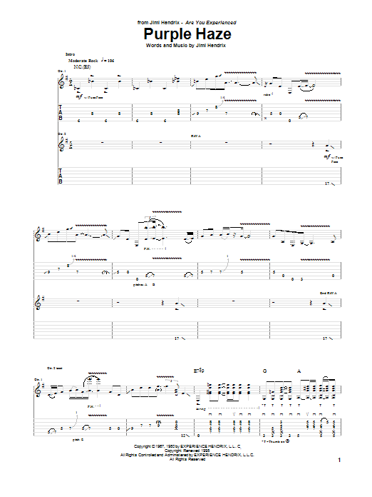 Product picture to:  Purple Haze - Jimi Hendrix