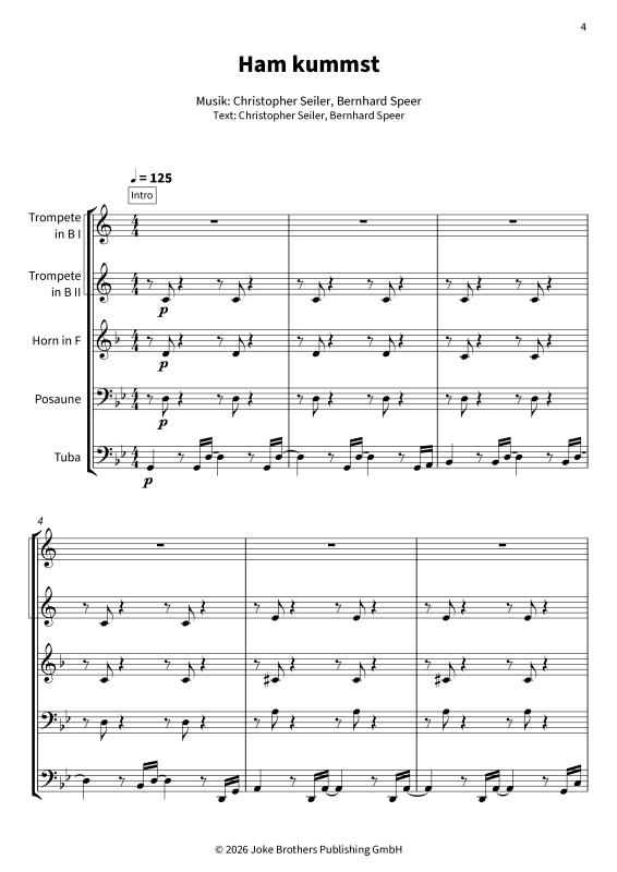 Produktgalerie: Seite 1 von 11 Ham kummst - Groovige Blechbläser-Version mit Wiener Schmäh, Speer, Seiler und, Blechbläser Quintett