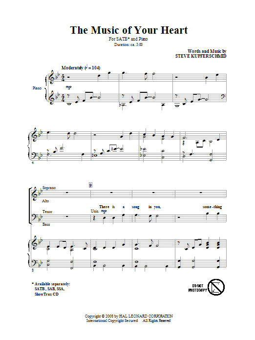 Produktgalerie: Seite 1 von 1 The Music Of Your Heart, Steve Kupferschmid, Chor