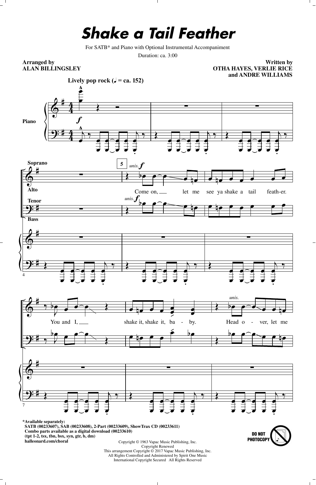 Produktgalerie: Seite 1 von 1 Shake A Tail Feather, Alan Billingsley, Chor