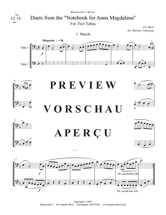 Produktgalerie: Seite 2 von 8 Duette aus Notenbüchlein für Anna Magdalena , , (2x Tuba)