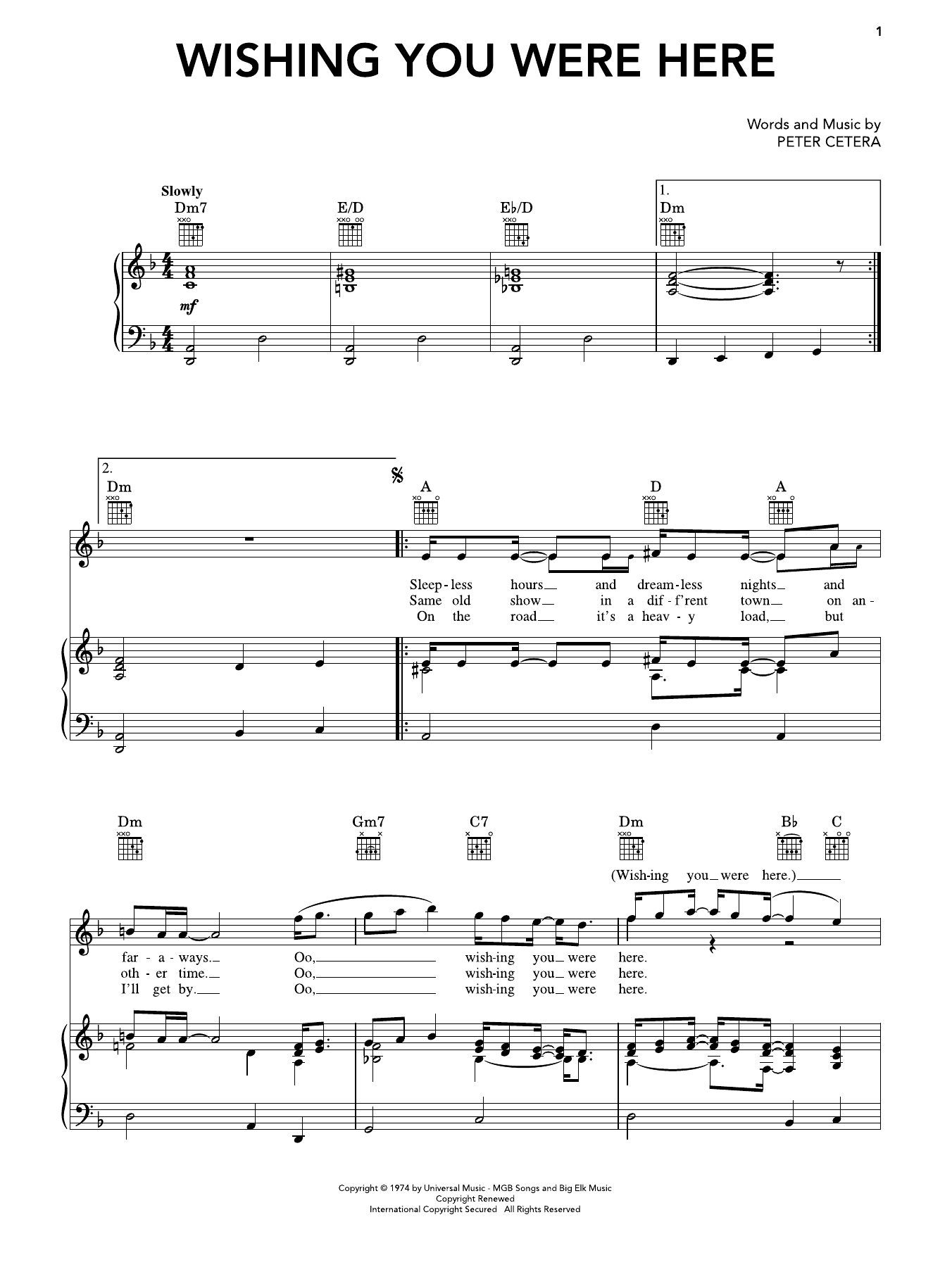 Produktgalerie: Seite 1 von 1 Wishing You Were Here, Chicago, Gesang, Gitarre, Klavier