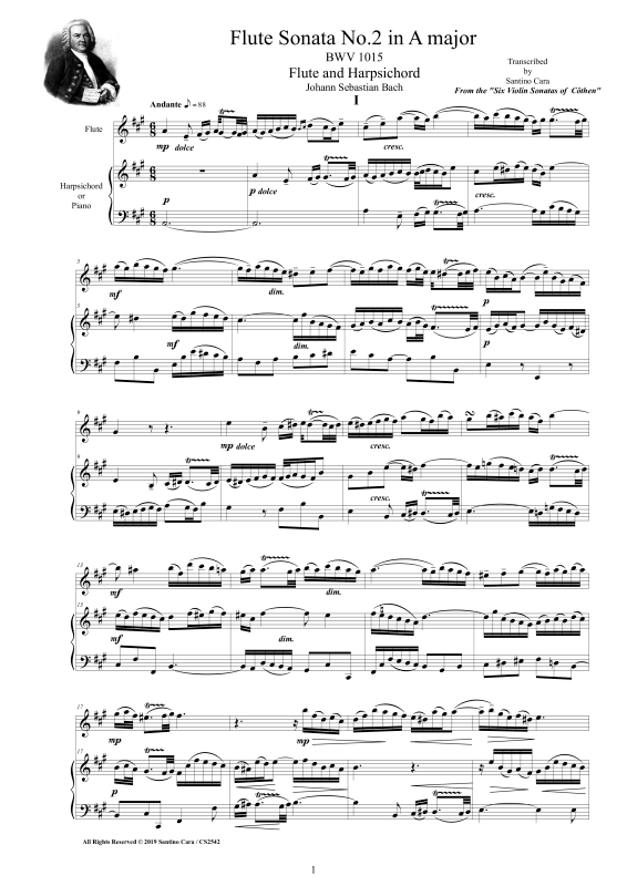 Produktbild zu: Flötensonate Nr. 2 A-Dur BWV 1015Johann Sebastian Bach