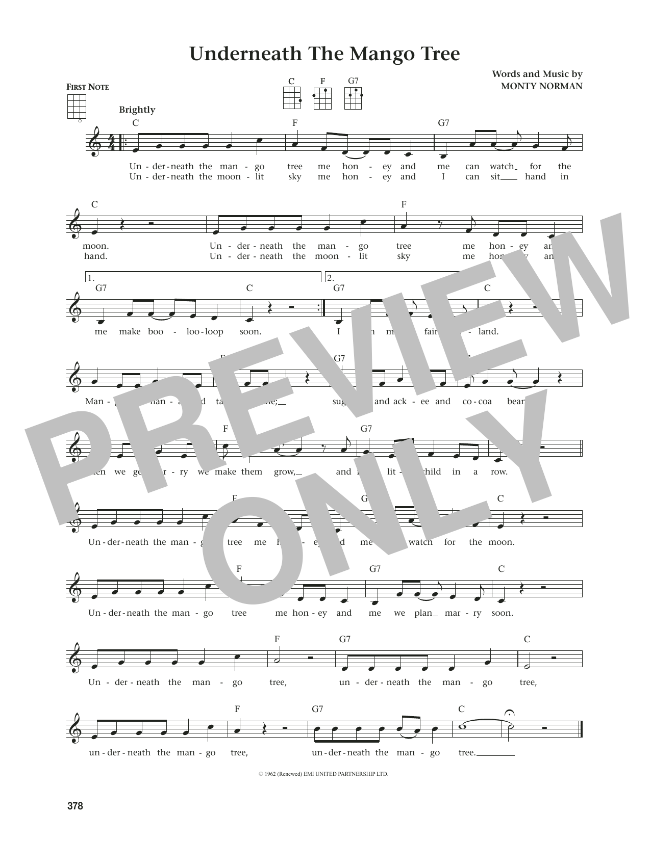 Produktgalerie: Seite 1 von 1 Underneath The Mango Tree (from The Daily Ukulele) (arr. Jim Beloff), Monty Norman, Ukulele