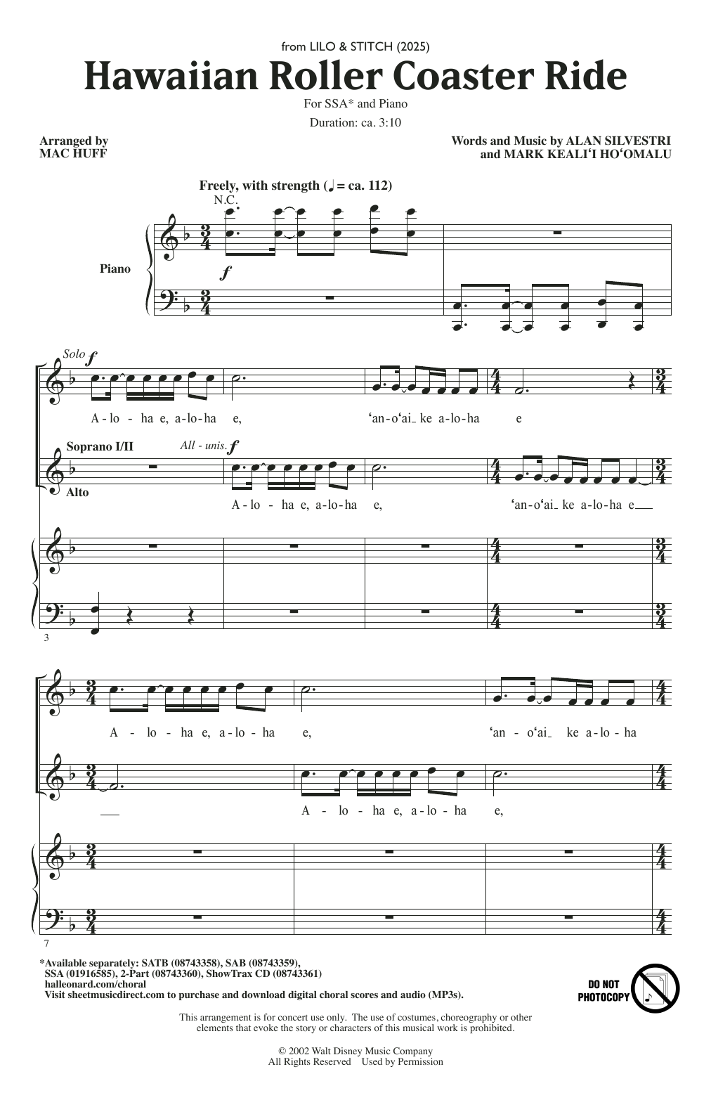 Produktgalerie: Seite 1 von 1 Hawaiian Roller Coaster Ride (from Lilo & Stitch) (arr. Mac Huff), Alan Silvestri, Chor