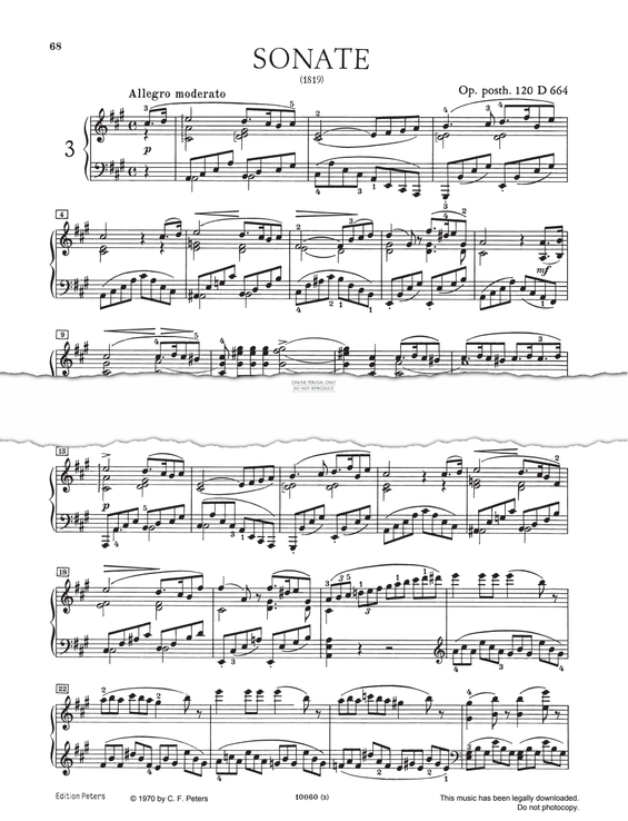 Produktgalerie: Seite 1 von 1 Piano Sonata Op. 120 D664, Franz Schubert, Klavier