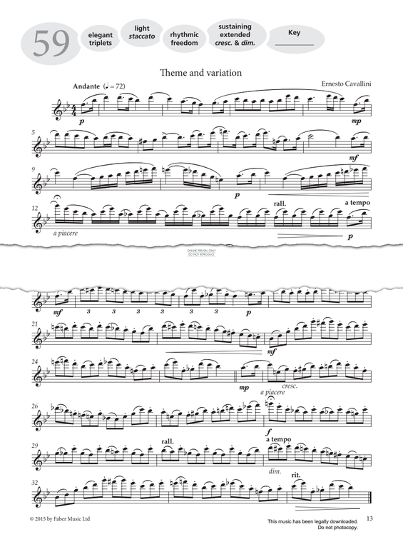 Product gallery: Page 1 of 1 Study No.59 'Theme And Variation' (from 'More Graded Studies For Flute Book Two'), Ernesto Cavallini