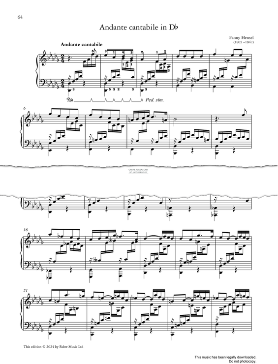 Produktgalerie: Seite 1 von 1 Andante cantabile in Db, Fanny Hensel, Klavier