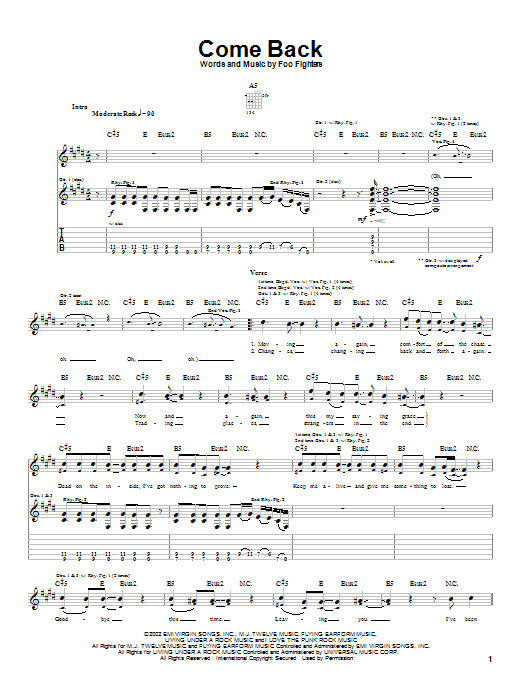 Product gallery: Page 1 of 1 Come Back, Foo Fighters