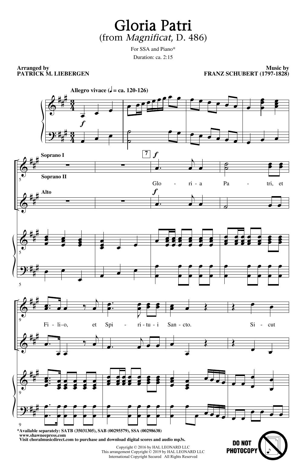 Produktgalerie: Seite 1 von 1 Gloria Patri (from Magnificat, D. 486) (arr. Patrick M. Liebergen), Franz Schubert, Chor