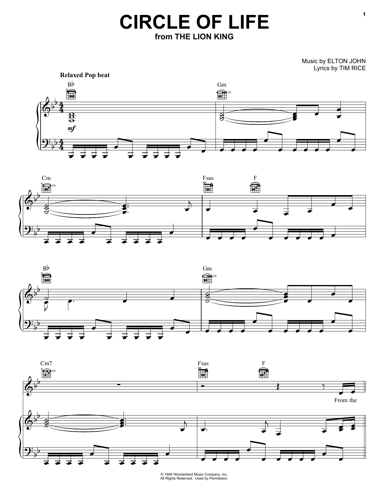 Produktbild zu: Circle Of Life (from The Lion King)