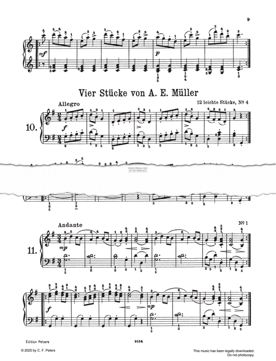 Produktgalerie: Seite 1 von 1 Allegro, 12 leichte Stücke für Klavier Nr. 4, 1, 5, 6, August Eberhard Müller, Klavier