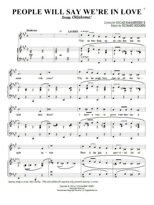 Produktgalerie: Seite 1 von 1 People Will Say We're In Love (from Oklahoma!), Rodgers & Hammerstein, Gesang, Klavier