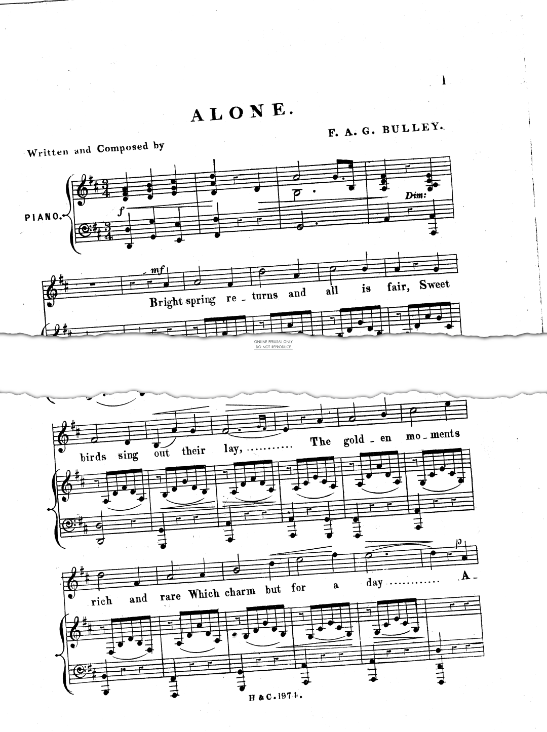 Produktgalerie: Seite 1 von 1 Alone, F. A. G. Bulley, Gesang, Klavier