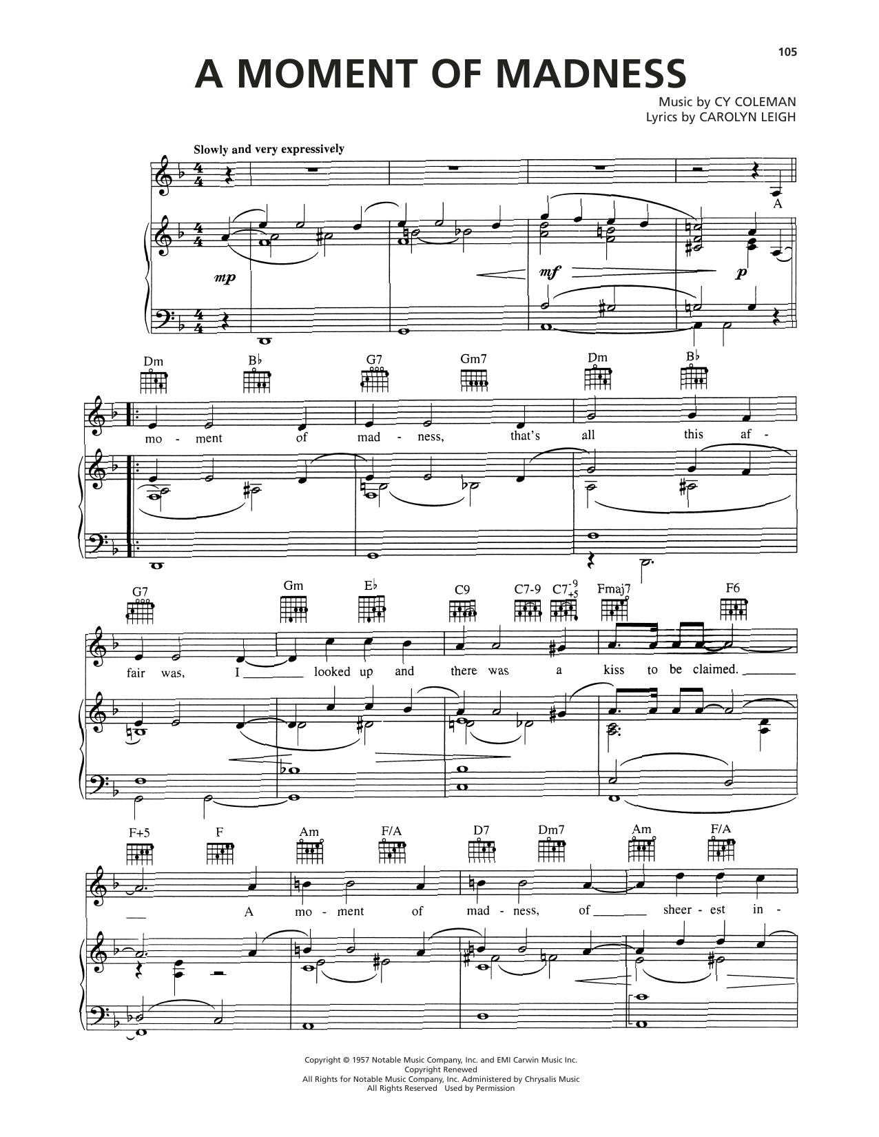 Produktgalerie: Seite 1 von 1 A Moment Of Madness, Cy Coleman, Gesang, Gitarre, Klavier