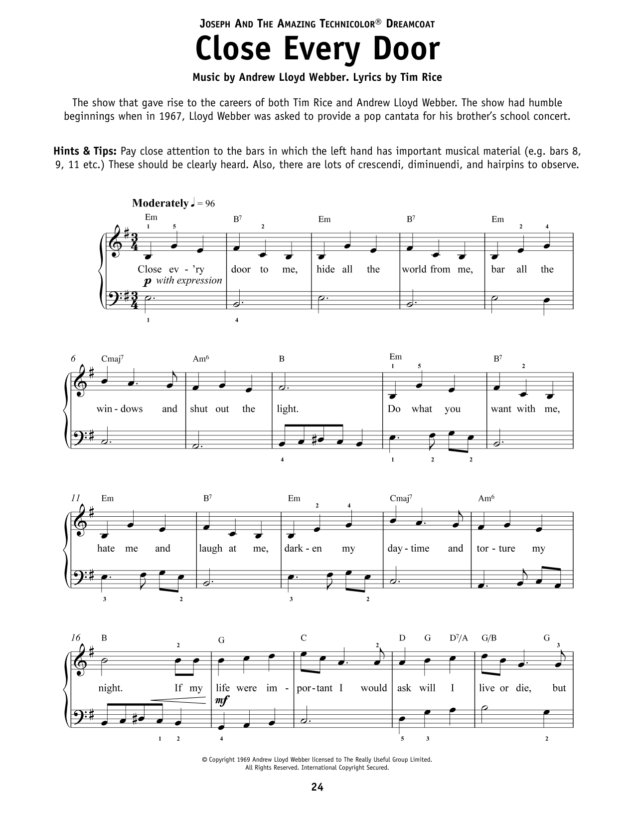 Produktbild zu: Close Every Door (from Joseph and the Amazing Technicolor Dreamcoat)