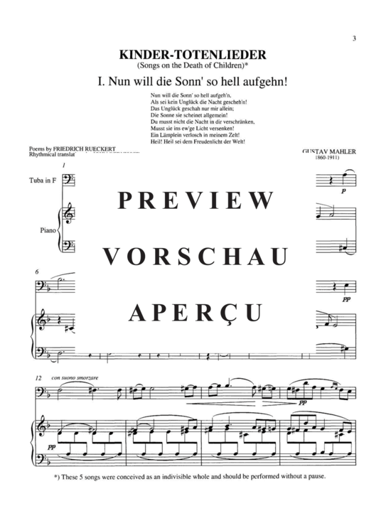 gallery: Kinder-Totenlieder , , (Tuba + Klavier)