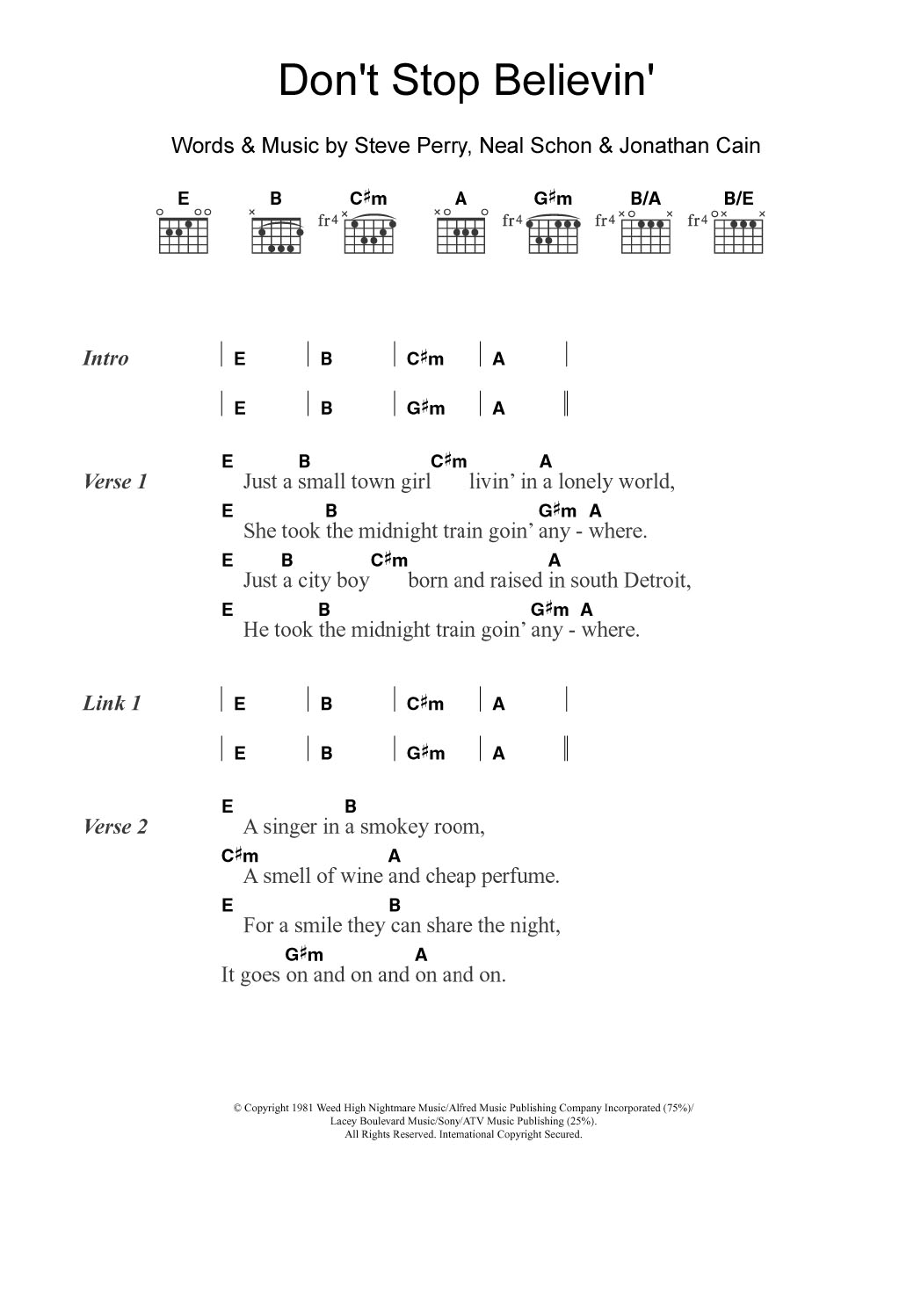 Product picture to:  Don't Stop Believin' - Journey