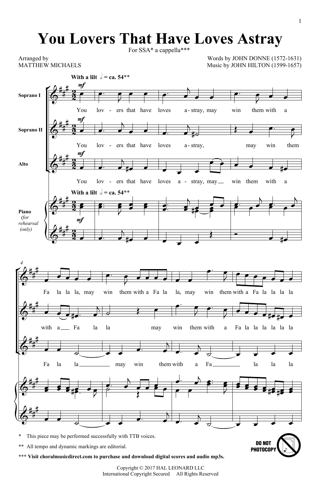 Produktgalerie: Seite 1 von 1 You Lovers That Have Loves Astray, Matthew Michaels, Chor