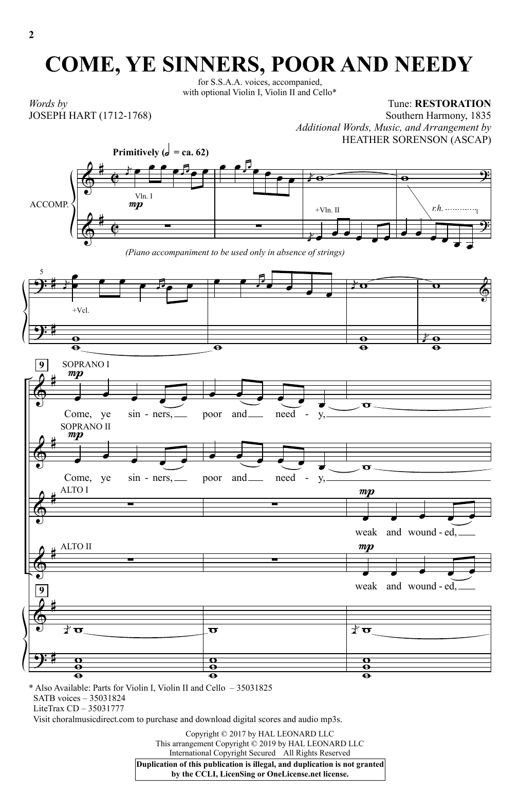 Produktgalerie: Seite 1 von 1 Come, Ye Sinners, Poor And Needy (arr. Heather Sorenson), Joseph Hart and Heather Sorenson, Chor