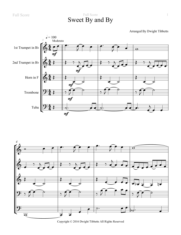 Produktgalerie: Seite 1 von 11 Sweet By and By, , Blechbläser Quintett