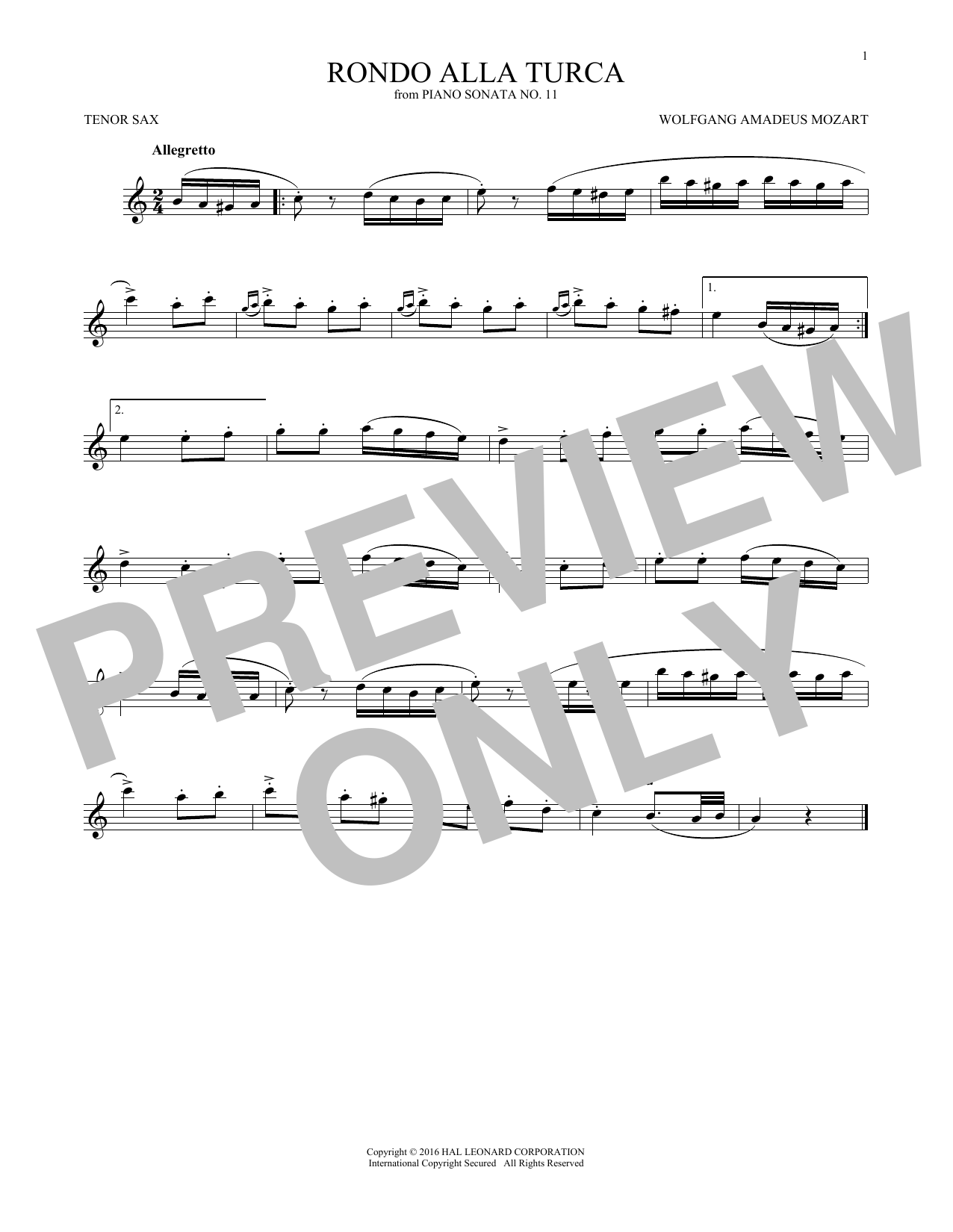 Product gallery: Page 1 of 1 Rondo Alla Turca, Wolfgang Amadeus Mozart