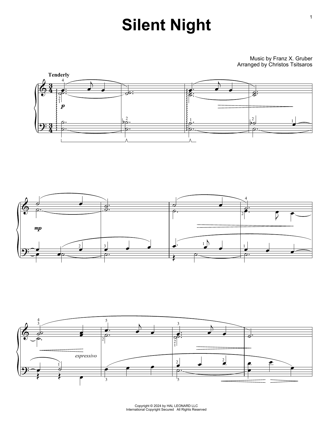 Produktgalerie: Seite 1 von 1 Silent Night (arr. Christos Tsitsaros), Franz X. Gruber, Klavier